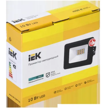 Прожектор СДО 06-10 светодиодный черный IP65 4000K IEK