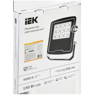 Прожектор светодиодный СДО 08-150 PRO 120град 5000К IP65 черный IEK