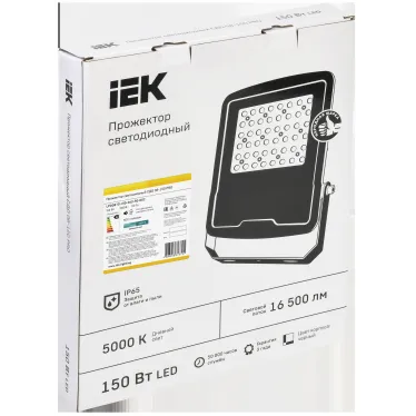 Прожектор светодиодный СДО 08-150 PRO 40х90град 5000К IP65 черный IEK