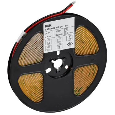 Лента LED 5м COB-312LED 8Вт/м IP20 8мм 24В 3000К IEK