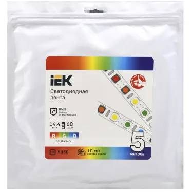 Лента светодиодная 5м LSR-5050RGB60-14,4-IP65-12В IEK