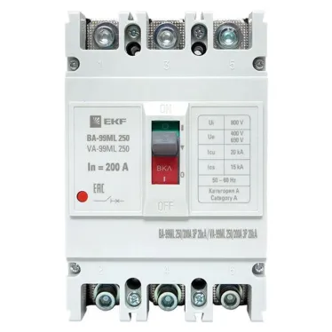 Автоматический выключательВА-99М 250/200А 3P 20кА EKF Basic | mccb99-250-200mI | EKF