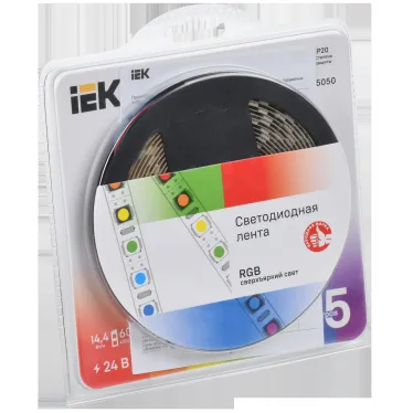 Лента светодиодная 5м LSR-5050RGB60-14,4-IP20-24В IEK
