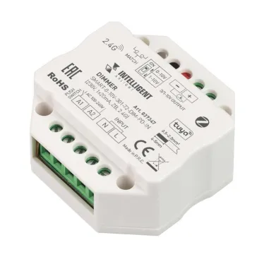 INTELLIGENT ARLIGHT Диммер SMART-0-10V-301-72-DIM-PD-IN (230V, 1x20mA, ZB, 2.4G) (IARL, IP20 Пластик, 5 лет) | 037347 | Arlight