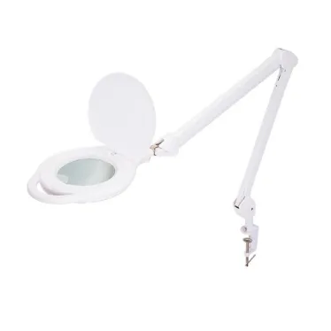 Лупа на струбцине , круглая, 5D, с подсветкой 96 LED, теплый и холодный свет, белая | 31-0535 | REXANT