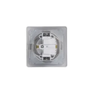 GLOSSA Розетка с заземлением со шторками с крышкой белая в сборе IP44