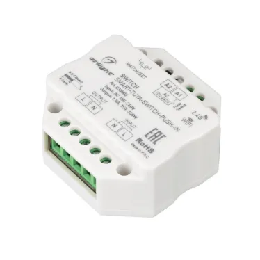 Контроллер-выключатель SMART-TUYA-SWITCH-PUSH-IN (230V, 1.5A, WiFi, 2.4G) (arlight, IP20 Пластик, 5 лет) | 033002 | Arlight