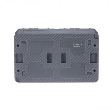 AtlasDesign Profi54 розетка двойная с заземлением со шторками IP54 16А 250B, АНТРАЦИТ, Россия