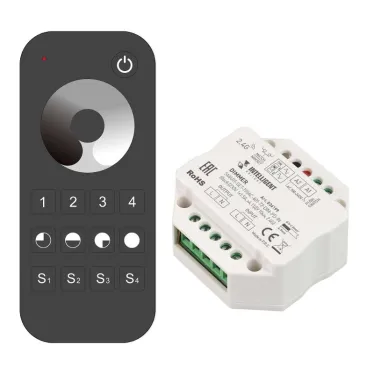 INTELLIGENT ARLIGHT Диммер SMART-SET-TRIAC-601-72-DIM-PD-IN Black (230V, 1x1.5A, x4, ПДУ 10кн, 2.4G) (IARL, IP20 Пластик, 5 лет) | 036199 | Arlight