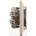 GLOSSA Розетка с заземлением со шторками с крышкой бежевая в сборе IP44