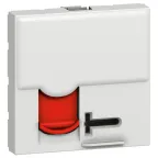 Розетка RJ 45 - Программа Mosaic - категория 6 - FTP - с контролем доступа - 2 модуля - белый с красной шторкой - LCS² | 076595 | Legrand