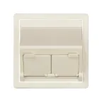 Розетка наклонная для передачи данных со шторками на 2 разъема RJ45 цвета слоновая кость S82 | 82579-31 | Simon