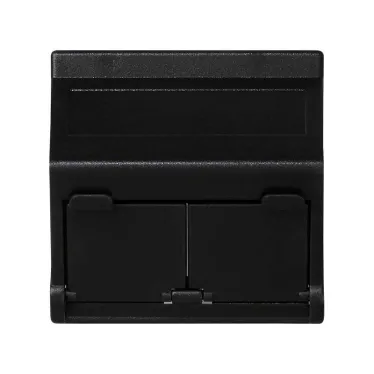 Simon Connect Наклонный адаптер на 2 RJ45 коннектора, защит.щторки, исп.совм. с MD67, К45, графит | KB80-14 | Simon