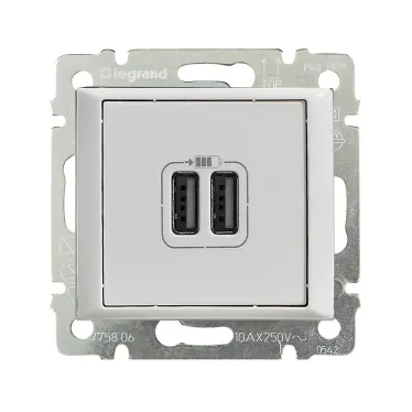 Зарядное устройство USB тип А / тип А - Legrand Valena - 3000мА 15Вт - белый