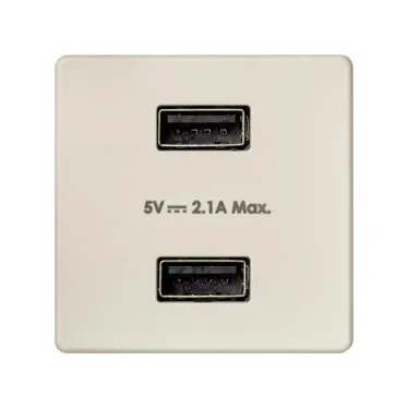 Зарядное устройство 2xUSB 2.1А 230В цвета слоновая кость S27 | 2701096-031 | Simon