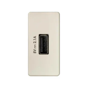 Зарядное устройство USB узкое 2.1А 230В цвета слоновая кость S27 | 2701097-031 | Simon