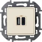                  Зарядное устройство с двумя USB разьемами A C 240В/5В 3000мА INSPIRIA слоновая кость
               