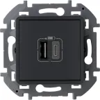                  Зарядное устройство с двумя USB разьемами A C 240В/5В 3000мА INSPIRIA антрацит
               