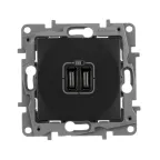                  Зарядное устройство с двумя USB-разьемами тип C-тип С 240В/5В 3000мА - Etika - Цвет Антрацит
               