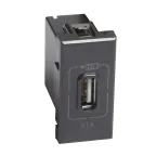                  Axolute. Розетка USB для зарядки мобильных устройств 1,1А 230/5В. 1 модуль. Цвет Антрацит
               