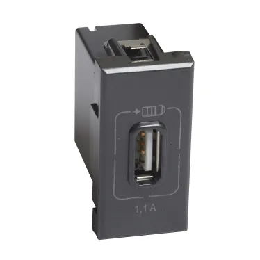 Axolute. Розетка USB для зарядки мобильных устройств 1,1А 230/5В. 1 модуль. Цвет Антрацит
