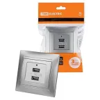 Розетка 2USB порт 2,1А 5В металлик "Лама"  | SQ1815-0241 | TDM