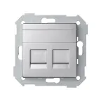 Simon 82 Адаптер со шторками на 2 коннектора UTP (RJ45), FTP (RJ45), RJ12, AMP, S82 Detail алюминий | 82006-93 | Simon