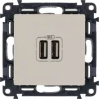 Valena LIFE Зарядное устройство с двумя USB-разьемами 240В/5В 1500мА С лицевой панелью Слоновая кость