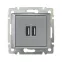VALENA Розетка двойная USB алюминий