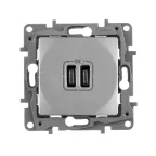                  Зарядное устройство с двумя USB-разьемами тип C-тип С 240В/5В 3000мА - Etika - Цвет Алюминий
               
