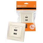 Розетка 2USB порт 2,1А 5В сл. кость "Лама"  | SQ1815-0141 | TDM