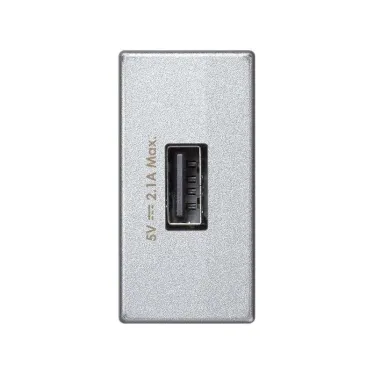 Simon Connect Зарядное устройство USB, К45, узкий модуль, 5 В, 2,1 А, алюминий | K126D-8 | Simon