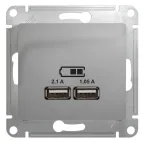                 Glossa Алюминий Розетка USB A+A, 5В/2,1 А, мех | GSL000333 | SE
               
