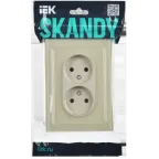 SKANDY Розетка 2-местная без заземления без защитных шторок для плоской вилки 10А SK-R03B стекло бежевый