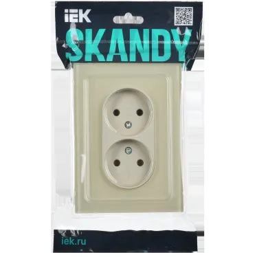SKANDY Розетка 2-местная без заземления без защитных шторок для плоской вилки 10А SK-R03B стекло бежевый