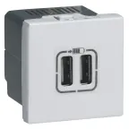 Розетка 2хUSB для зарядки - Mosaic - 2 модуля - А+А - белая | 278594L | Legrand