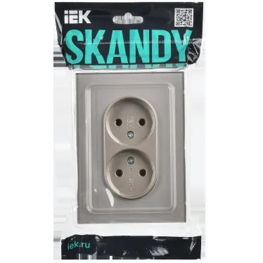 SKANDY Розетка 2-местная без заземления без защитных шторок для плоской вилки 10А SK-R03Sh стекло шампань