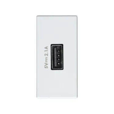 Зарядное устройство USB узкое 2.1А 230В белого цвета S27 | 2701097-030 | Simon