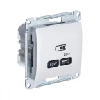                  Glossa Перламутр USB Розетка тип-C 65W высокоскор.заряд. QC PD | GSL000627 | SE
               