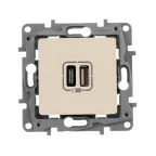                  Зарядное устройство с двумя USB-разьемами тип A-тип С 240В/5В 3000мА - Etika - Цвет Слоновая кость
               