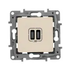                  Зарядное устройство с двумя USB-разьемами тип C-тип С 240В/5В 3000мА - Etika - Цвет Белый
               