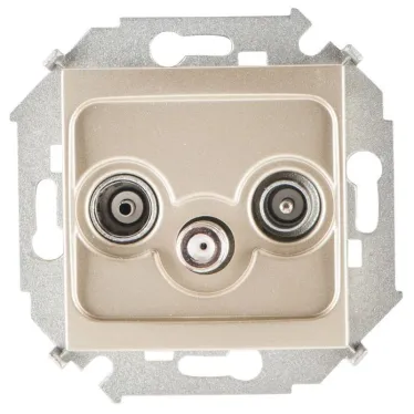 Simon 15 Шампань Розетка R-TV-SAT одиночная, винт. зажим | 1591466-034 | Simon