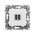                  Зарядное устройство с двумя USB-разьемами тип C-тип С 240В/5В 3000мА - Etika - Цвет Слоновая кость
               