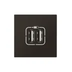 Розетка USB А+А для зарядки двойная Mosaic 2 модуля - матовая черная