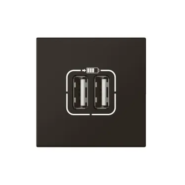 Розетка USB А+А для зарядки двойная Mosaic 2 модуля - матовая черная