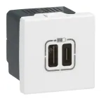                  Розетка 2xUSB-C для зарядки - Программа Mosaic - 2 модуля - белый
               
