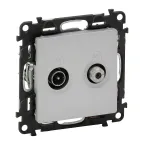                  Valena LIFE Розетка проходная TV-SAT 1.5дБ/14дБ 5-862МГц/950-2400 МГц с лицевой панелью алюминий
               