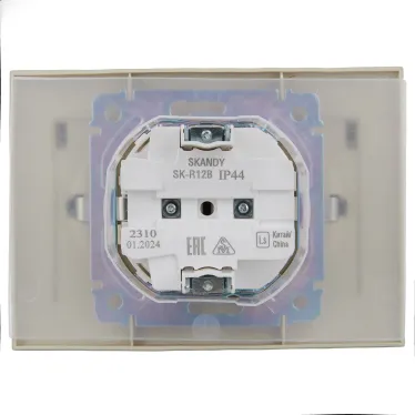 SKANDY Розетка 2-местная и крышкой 16А в сборе IP44 SK-R12B бежевый IEK