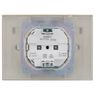 SKANDY Розетка 2-местная и крышкой 16А в сборе IP44 SK-R12Sa песочный IEK