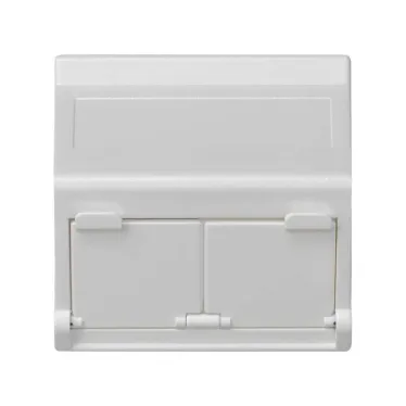 Simon Connect Наклонный адаптер на 2 RJ45 коннектора, защит.щторки, исп.совм. с MD67, К45, белый | KB80-9 | Simon